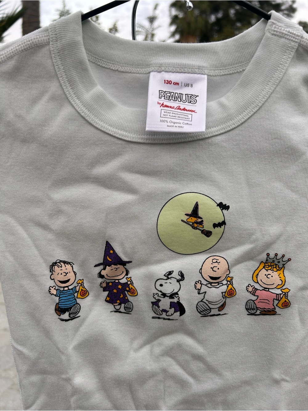 Peanuts White Striped Halloween Footie Pajamas with Snoopy & Pumpkin Print - Picture 6 of 6